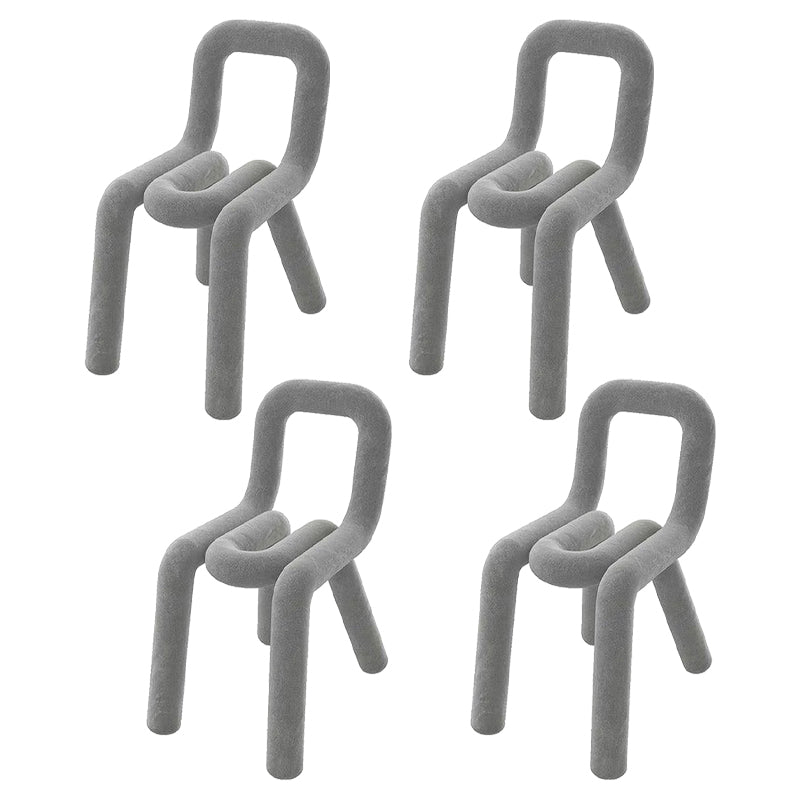 Glam Design Style Metal Chairs Kitchen Dining Room Open Back Side Chair Grey 4 Piece Set Clearhalo ' kitchen&dining_furn' 'Dining Chairs' 'Dining Tables & Seating' 'dining_chair' 'furn' 'furn_dining_chair' 'Furniture' 'furniture_dining_chair' 'Kitchen & Dining Furniture' 'kitchen' 3851829