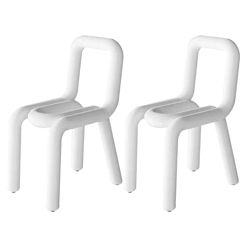 Glam Design Style Metal Chairs Kitchen Dining Room Open Back Side Chair White 2 Piece Set Clearhalo ' kitchen&dining_furn' 'Dining Chairs' 'Dining Tables & Seating' 'dining_chair' 'furn' 'furn_dining_chair' 'Furniture' 'furniture_dining_chair' 'Kitchen & Dining Furniture' 'kitchen' 3851839
