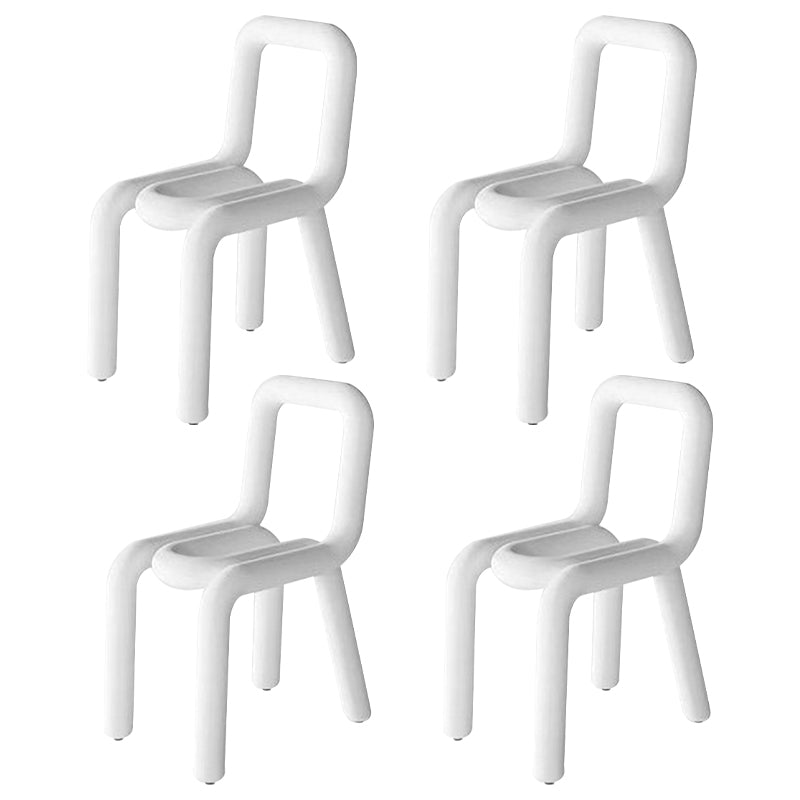 Glam Design Style Metal Chairs Kitchen Dining Room Open Back Side Chair White 4 Piece Set Clearhalo ' kitchen&dining_furn' 'Dining Chairs' 'Dining Tables & Seating' 'dining_chair' 'furn' 'furn_dining_chair' 'Furniture' 'furniture_dining_chair' 'Kitchen & Dining Furniture' 'kitchen' 3851841