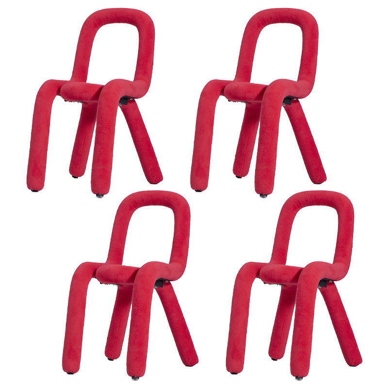 Glam Design Style Metal Chairs Kitchen Dining Room Open Back Side Chair Red 4 Piece Set Clearhalo ' kitchen&dining_furn' 'Dining Chairs' 'Dining Tables & Seating' 'dining_chair' 'furn' 'furn_dining_chair' 'Furniture' 'furniture_dining_chair' 'Kitchen & Dining Furniture' 'kitchen' 3851844