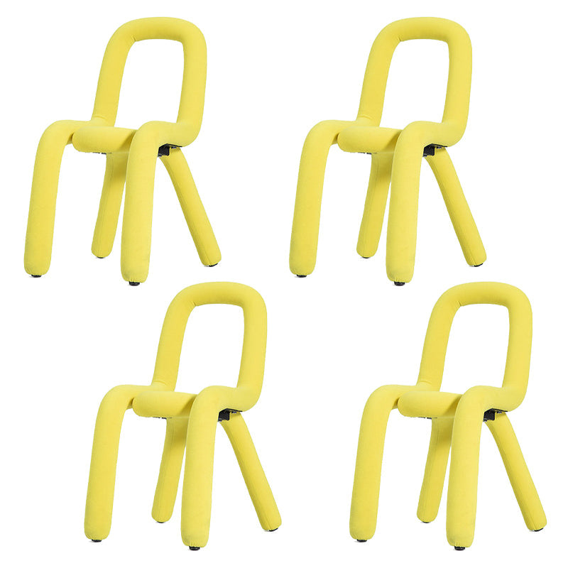 Glam Design Style Metal Chairs Kitchen Dining Room Open Back Side Chair Yellow 4 Piece Set Clearhalo ' kitchen&dining_furn' 'Dining Chairs' 'Dining Tables & Seating' 'dining_chair' 'furn' 'furn_dining_chair' 'Furniture' 'furniture_dining_chair' 'Kitchen & Dining Furniture' 'kitchen' 3851847