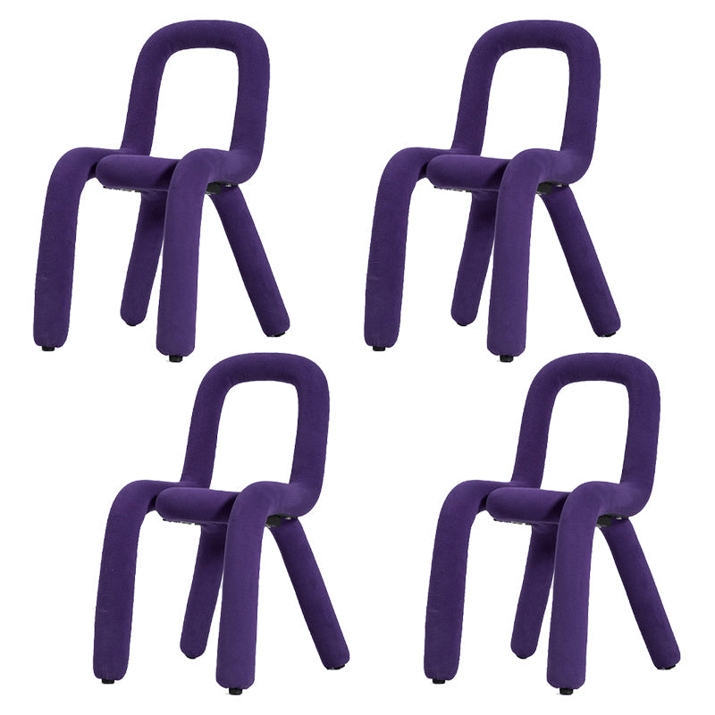 Glam Design Style Metal Chairs Kitchen Dining Room Open Back Side Chair Purple 4 Piece Set Clearhalo ' kitchen&dining_furn' 'Dining Chairs' 'Dining Tables & Seating' 'dining_chair' 'furn' 'furn_dining_chair' 'Furniture' 'furniture_dining_chair' 'Kitchen & Dining Furniture' 'kitchen' 3851850