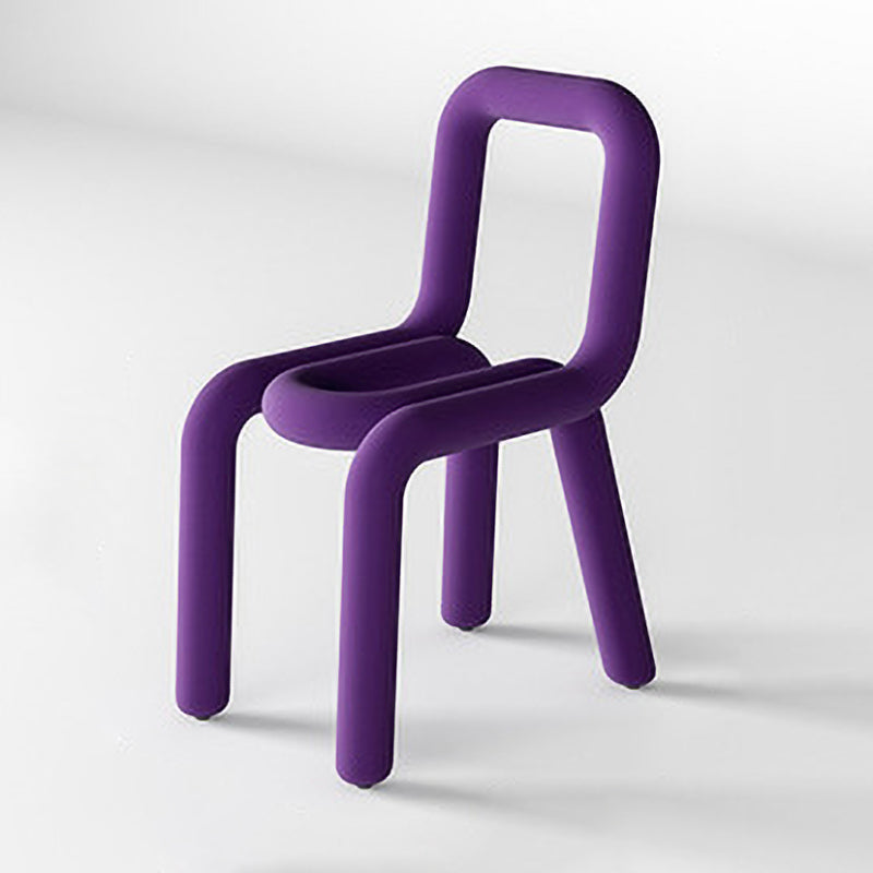 Glam Design Style Metal Chairs Kitchen Dining Room Open Back Side Chair Dark Purple 1 Piece Clearhalo ' kitchen&dining_furn' 'Dining Chairs' 'Dining Tables & Seating' 'dining_chair' 'furn' 'furn_dining_chair' 'Furniture' 'furniture_dining_chair' 'Kitchen & Dining Furniture' 'kitchen' 3851851