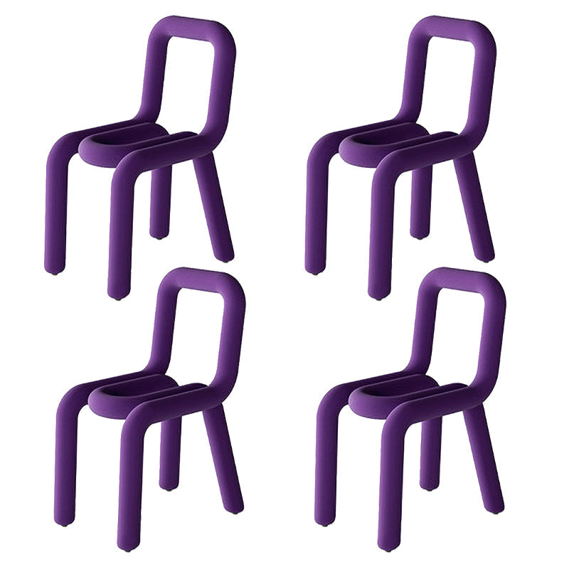 Glam Design Style Metal Chairs Kitchen Dining Room Open Back Side Chair Dark Purple 4 Piece Set Clearhalo ' kitchen&dining_furn' 'Dining Chairs' 'Dining Tables & Seating' 'dining_chair' 'furn' 'furn_dining_chair' 'Furniture' 'furniture_dining_chair' 'Kitchen & Dining Furniture' 'kitchen' 3851853