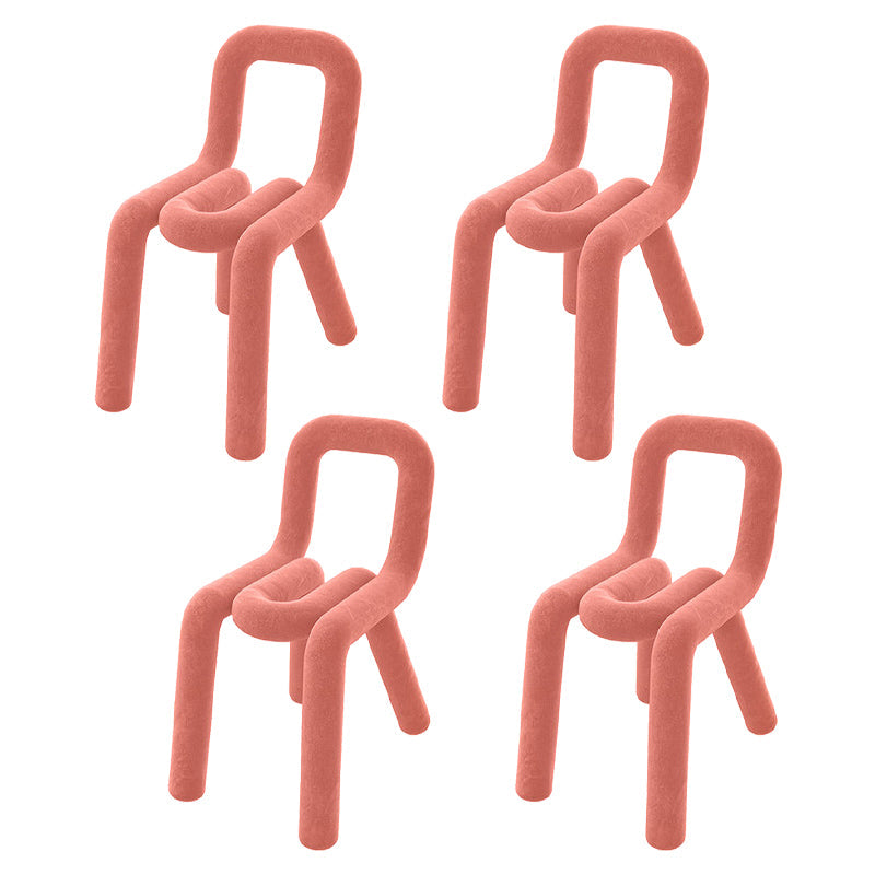 Glam Design Style Metal Chairs Kitchen Dining Room Open Back Side Chair Cameo Brown 4 Piece Set Clearhalo ' kitchen&dining_furn' 'Dining Chairs' 'Dining Tables & Seating' 'dining_chair' 'furn' 'furn_dining_chair' 'Furniture' 'furniture_dining_chair' 'Kitchen & Dining Furniture' 'kitchen' 3851859