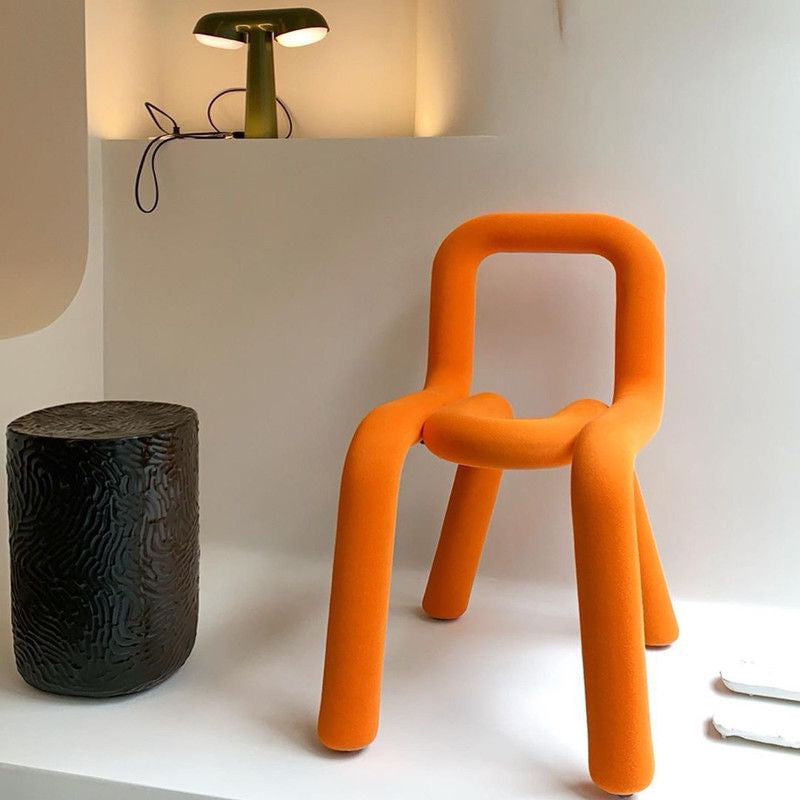 Glam Design Style Metal Chairs Kitchen Dining Room Open Back Side Chair Orange 1 Piece Clearhalo ' kitchen&dining_furn' 'Dining Chairs' 'Dining Tables & Seating' 'dining_chair' 'furn' 'furn_dining_chair' 'Furniture' 'furniture_dining_chair' 'Kitchen & Dining Furniture' 'kitchen' 3851872