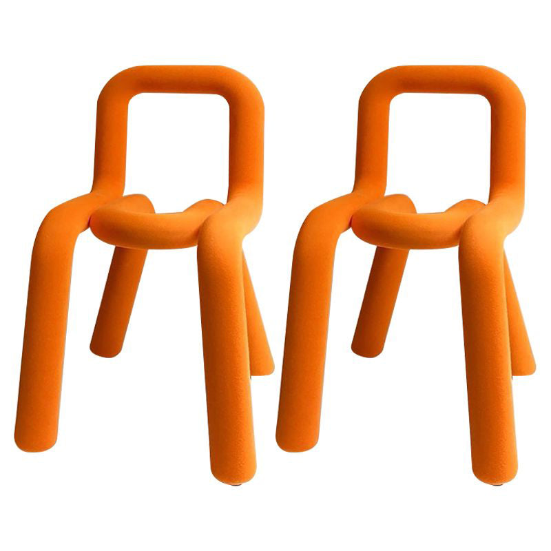 Glam Design Style Metal Chairs Kitchen Dining Room Open Back Side Chair Orange 2 Piece Set Clearhalo ' kitchen&dining_furn' 'Dining Chairs' 'Dining Tables & Seating' 'dining_chair' 'furn' 'furn_dining_chair' 'Furniture' 'furniture_dining_chair' 'Kitchen & Dining Furniture' 'kitchen' 3851873