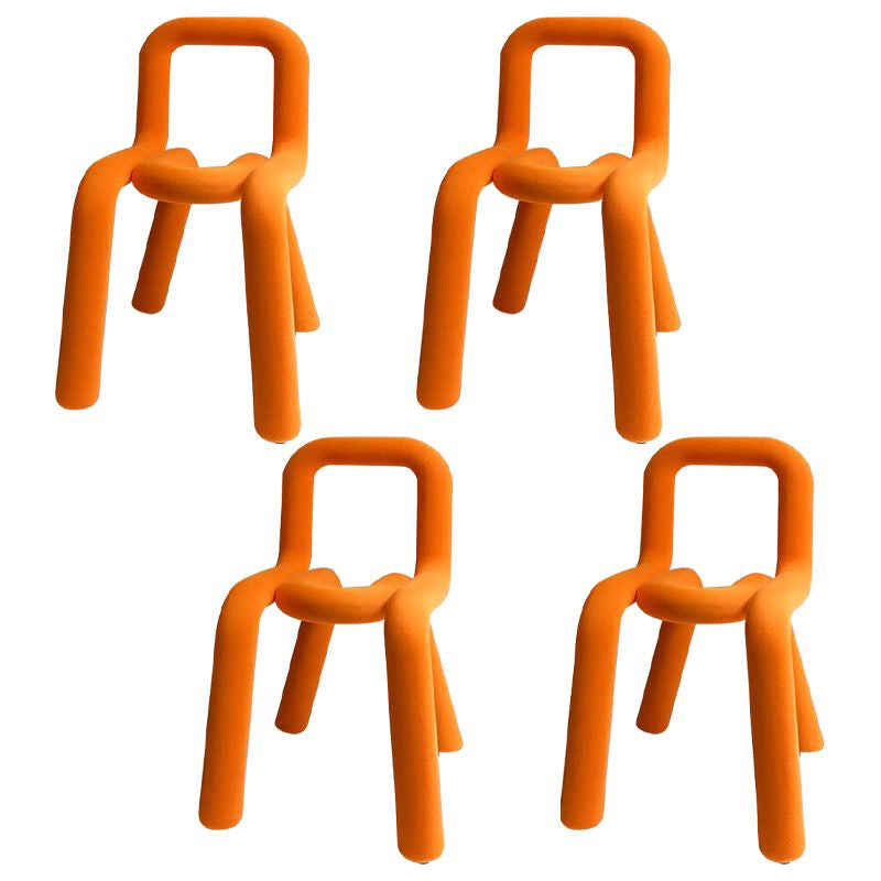 Glam Design Style Metal Chairs Kitchen Dining Room Open Back Side Chair Orange 4 Piece Set Clearhalo ' kitchen&dining_furn' 'Dining Chairs' 'Dining Tables & Seating' 'dining_chair' 'furn' 'furn_dining_chair' 'Furniture' 'furniture_dining_chair' 'Kitchen & Dining Furniture' 'kitchen' 3851874