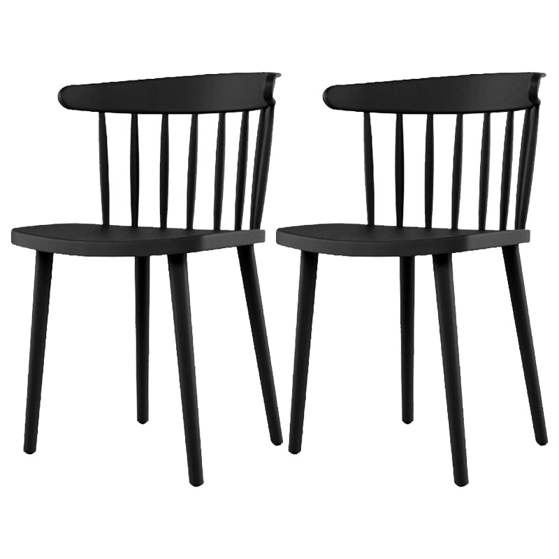 Contemporary Plastic Armless Chair Windsor Back Side Chair for Home Use Black 2 Piece Set Clearhalo ' kitchen&dining_furn' 'Dining Chairs' 'Dining Tables & Seating' 'dining_chair' 'furn' 'furn_dining_chair' 'Furniture' 'furniture_dining_chair' 'Kitchen & Dining Furniture' 'kitchen' 3851879