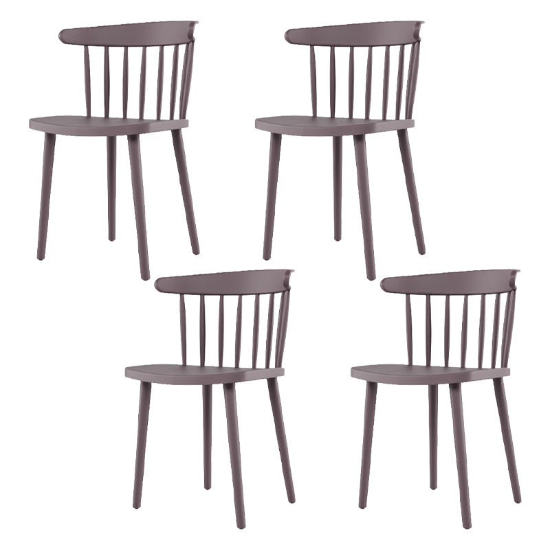 Contemporary Plastic Armless Chair Windsor Back Side Chair for Home Use Grey 4 Piece Set Clearhalo ' kitchen&dining_furn' 'Dining Chairs' 'Dining Tables & Seating' 'dining_chair' 'furn' 'furn_dining_chair' 'Furniture' 'furniture_dining_chair' 'Kitchen & Dining Furniture' 'kitchen' 3851886
