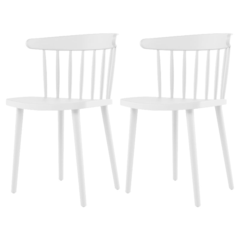 Contemporary Plastic Armless Chair Windsor Back Side Chair for Home Use White 2 Piece Set Clearhalo ' kitchen&dining_furn' 'Dining Chairs' 'Dining Tables & Seating' 'dining_chair' 'furn' 'furn_dining_chair' 'Furniture' 'furniture_dining_chair' 'Kitchen & Dining Furniture' 'kitchen' 3851891