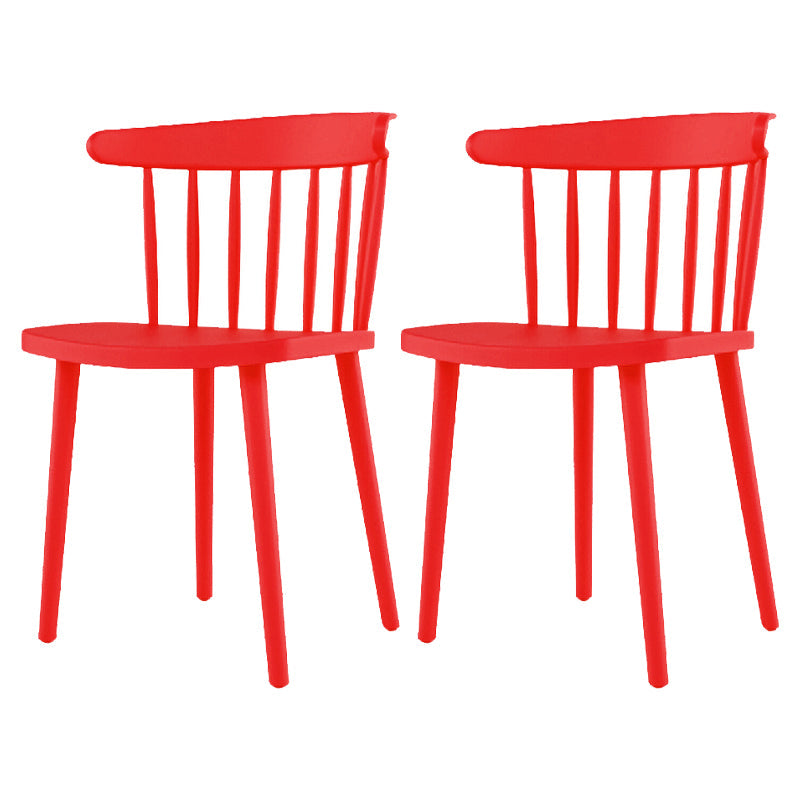 Contemporary Plastic Armless Chair Windsor Back Side Chair for Home Use Red 2 Piece Set Clearhalo ' kitchen&dining_furn' 'Dining Chairs' 'Dining Tables & Seating' 'dining_chair' 'furn' 'furn_dining_chair' 'Furniture' 'furniture_dining_chair' 'Kitchen & Dining Furniture' 'kitchen' 3851897