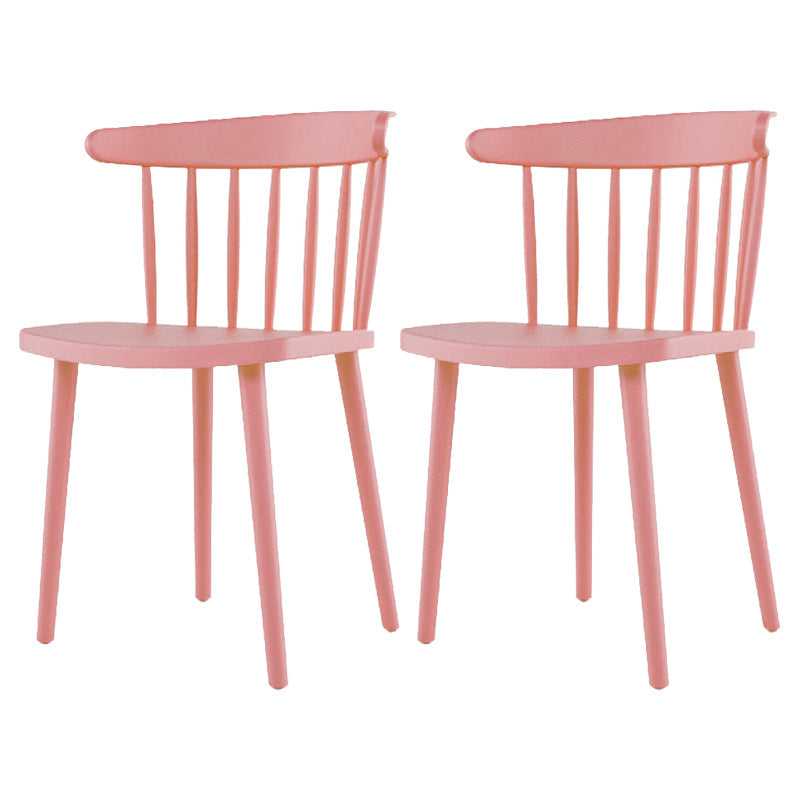 Contemporary Plastic Armless Chair Windsor Back Side Chair for Home Use Pink 2 Piece Set Clearhalo ' kitchen&dining_furn' 'Dining Chairs' 'Dining Tables & Seating' 'dining_chair' 'furn' 'furn_dining_chair' 'Furniture' 'furniture_dining_chair' 'Kitchen & Dining Furniture' 'kitchen' 3851901