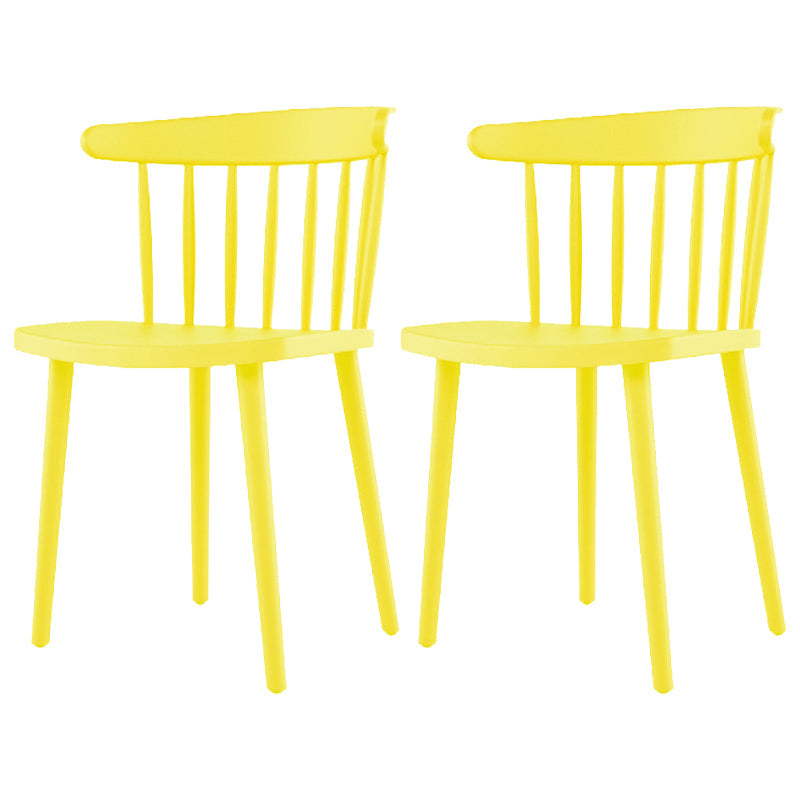 Contemporary Plastic Armless Chair Windsor Back Side Chair for Home Use Yellow 2 Piece Set Clearhalo ' kitchen&dining_furn' 'Dining Chairs' 'Dining Tables & Seating' 'dining_chair' 'furn' 'furn_dining_chair' 'Furniture' 'furniture_dining_chair' 'Kitchen & Dining Furniture' 'kitchen' 3851904