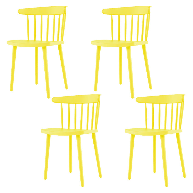 Contemporary Plastic Armless Chair Windsor Back Side Chair for Home Use Yellow 4 Piece Set Clearhalo ' kitchen&dining_furn' 'Dining Chairs' 'Dining Tables & Seating' 'dining_chair' 'furn' 'furn_dining_chair' 'Furniture' 'furniture_dining_chair' 'Kitchen & Dining Furniture' 'kitchen' 3851905