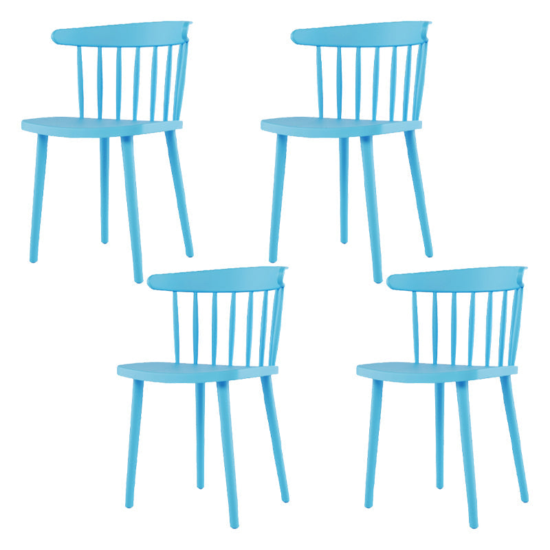 Contemporary Plastic Armless Chair Windsor Back Side Chair for Home Use Light Blue 4 Piece Set Clearhalo ' kitchen&dining_furn' 'Dining Chairs' 'Dining Tables & Seating' 'dining_chair' 'furn' 'furn_dining_chair' 'Furniture' 'furniture_dining_chair' 'Kitchen & Dining Furniture' 'kitchen' 3851908