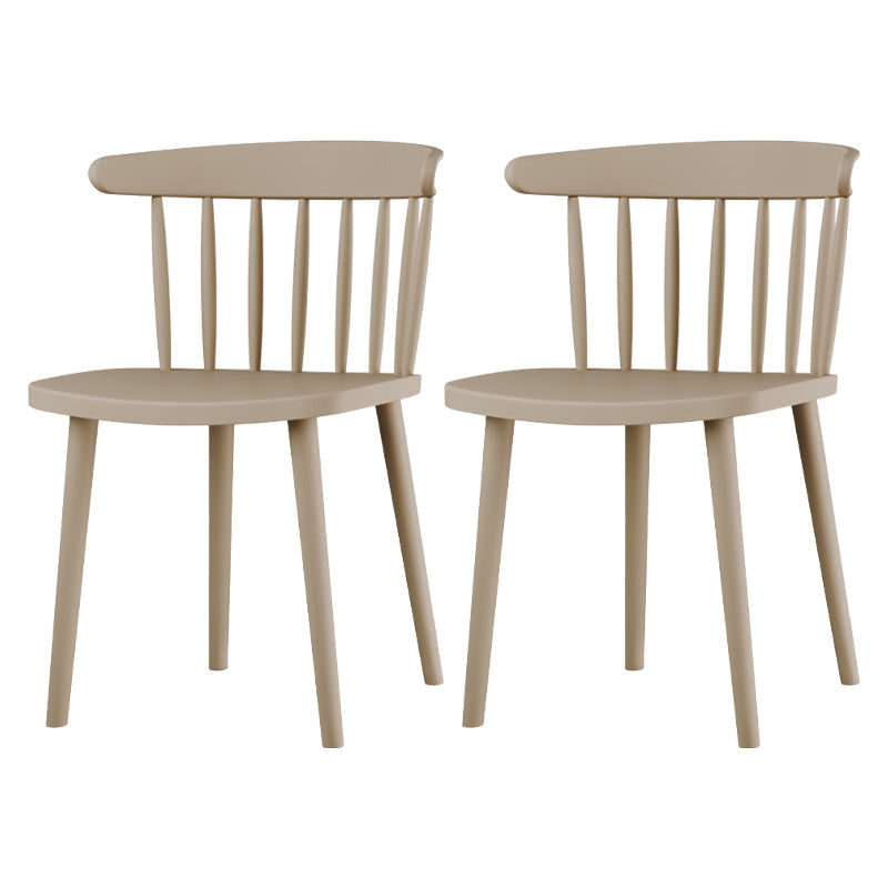Contemporary Plastic Armless Chair Windsor Back Side Chair for Home Use Khaki 2 Piece Set Clearhalo ' kitchen&dining_furn' 'Dining Chairs' 'Dining Tables & Seating' 'dining_chair' 'furn' 'furn_dining_chair' 'Furniture' 'furniture_dining_chair' 'Kitchen & Dining Furniture' 'kitchen' 3851910