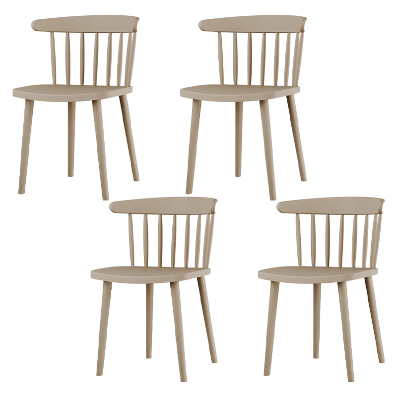 Contemporary Plastic Armless Chair Windsor Back Side Chair for Home Use Khaki 4 Piece Set Clearhalo ' kitchen&dining_furn' 'Dining Chairs' 'Dining Tables & Seating' 'dining_chair' 'furn' 'furn_dining_chair' 'Furniture' 'furniture_dining_chair' 'Kitchen & Dining Furniture' 'kitchen' 3851911