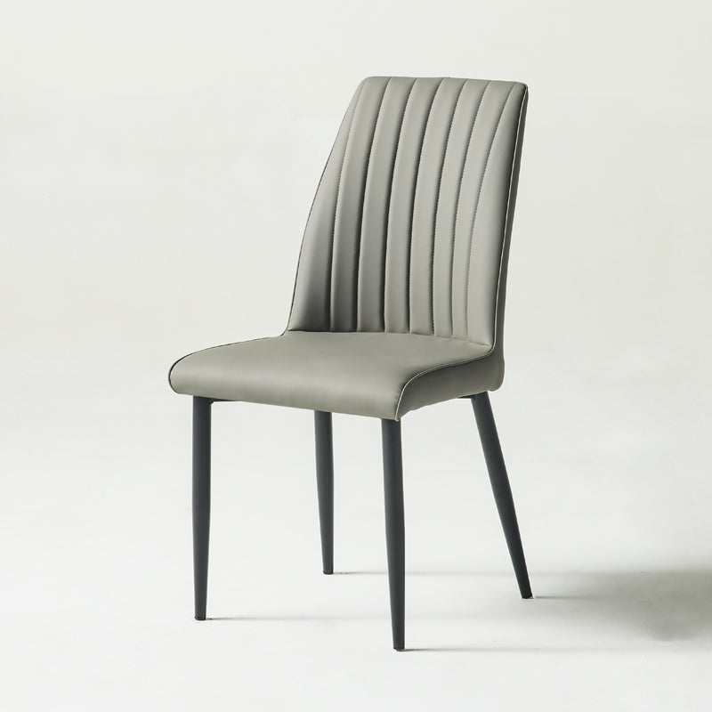 Contemporary Style Upholstered Dining Side Chair Solid Back Armless Chair for Home Use Dark Gray 1 Piece Clearhalo ' kitchen&dining_furn' 'Dining Chairs' 'Dining Tables & Seating' 'dining_chair' 'furn' 'furn_dining_chair' 'Furniture' 'furniture_dining_chair' 'Kitchen & Dining Furniture' 'kitchen' 3851916