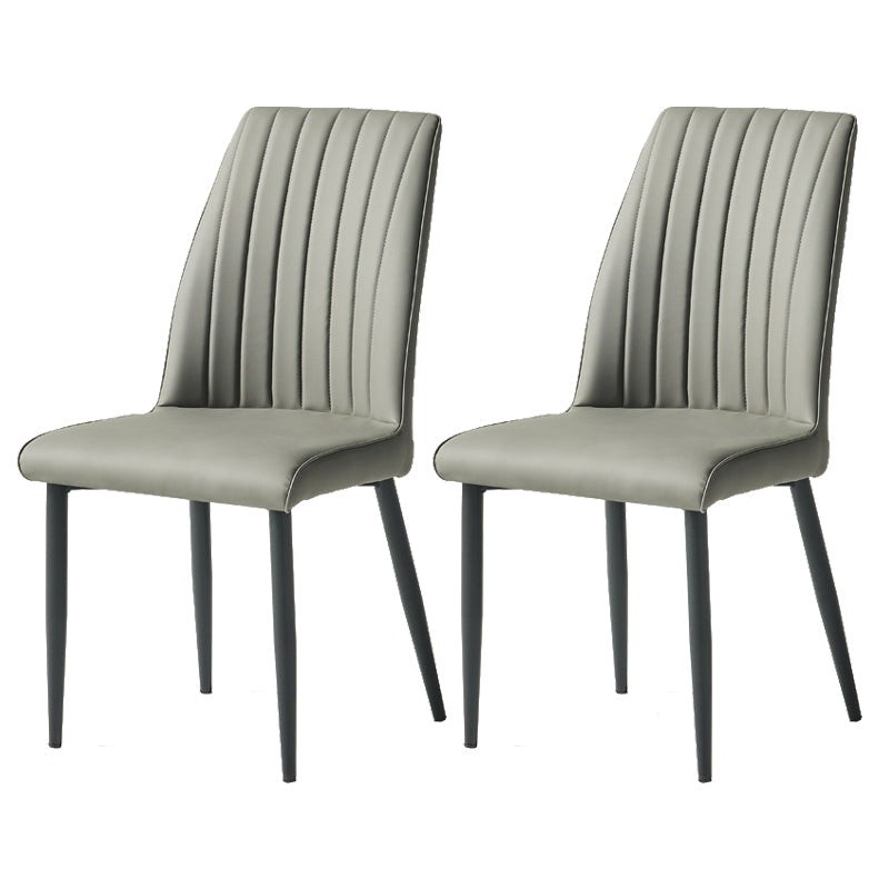 Contemporary Style Upholstered Dining Side Chair Solid Back Armless Chair for Home Use Dark Gray 2 Piece Set Clearhalo ' kitchen&dining_furn' 'Dining Chairs' 'Dining Tables & Seating' 'dining_chair' 'furn' 'furn_dining_chair' 'Furniture' 'furniture_dining_chair' 'Kitchen & Dining Furniture' 'kitchen' 3851917
