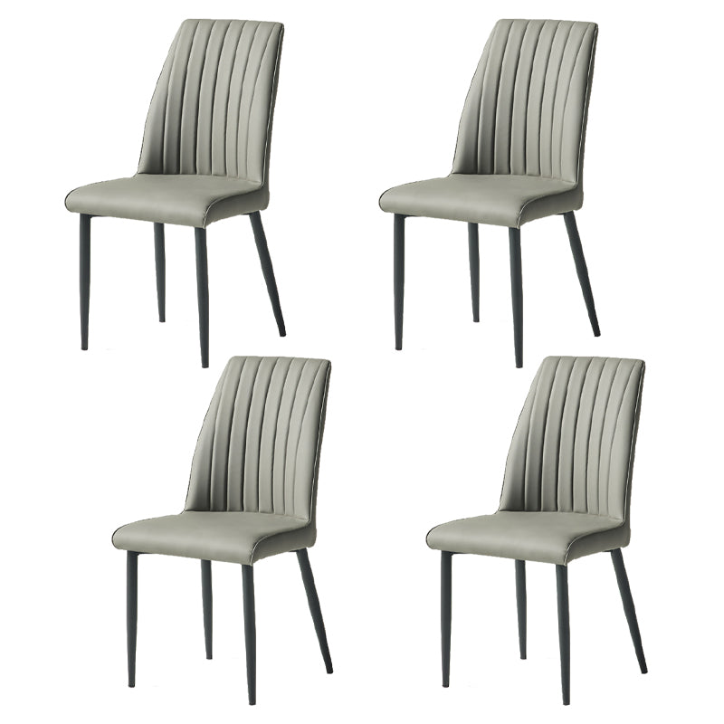 Contemporary Style Upholstered Dining Side Chair Solid Back Armless Chair for Home Use Dark Gray 4 Piece Set Clearhalo ' kitchen&dining_furn' 'Dining Chairs' 'Dining Tables & Seating' 'dining_chair' 'furn' 'furn_dining_chair' 'Furniture' 'furniture_dining_chair' 'Kitchen & Dining Furniture' 'kitchen' 3851919
