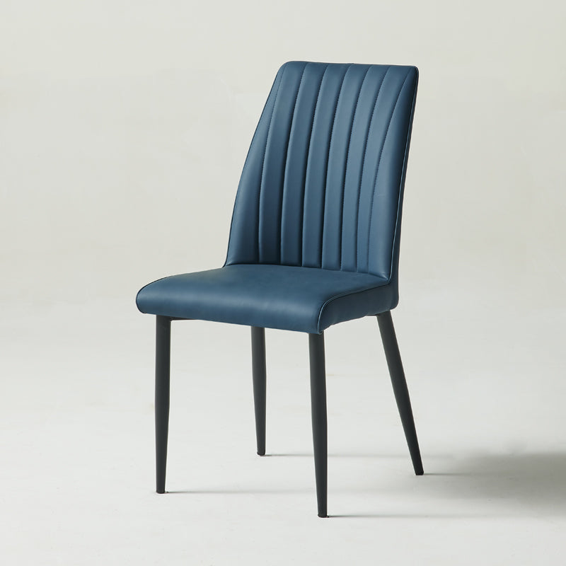 Contemporary Style Upholstered Dining Side Chair Solid Back Armless Chair for Home Use Blue 1 Piece Clearhalo ' kitchen&dining_furn' 'Dining Chairs' 'Dining Tables & Seating' 'dining_chair' 'furn' 'furn_dining_chair' 'Furniture' 'furniture_dining_chair' 'Kitchen & Dining Furniture' 'kitchen' 3851928
