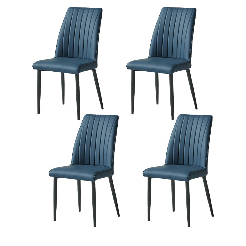 Contemporary Style Upholstered Dining Side Chair Solid Back Armless Chair for Home Use Blue 4 Piece Set Clearhalo ' kitchen&dining_furn' 'Dining Chairs' 'Dining Tables & Seating' 'dining_chair' 'furn' 'furn_dining_chair' 'Furniture' 'furniture_dining_chair' 'Kitchen & Dining Furniture' 'kitchen' 3851931