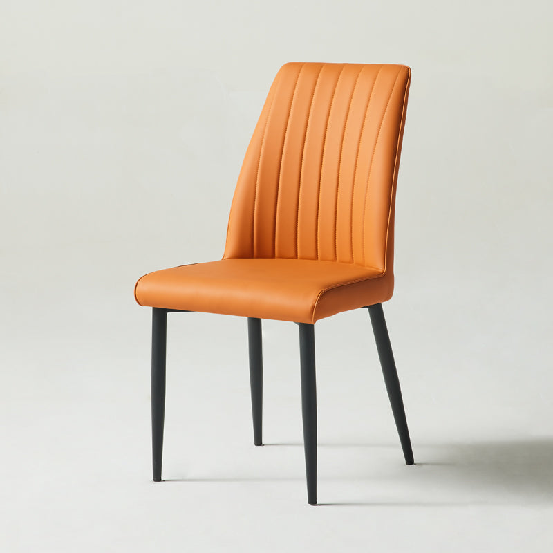 Contemporary Style Upholstered Dining Side Chair Solid Back Armless Chair for Home Use Orange 1 Piece Clearhalo ' kitchen&dining_furn' 'Dining Chairs' 'Dining Tables & Seating' 'dining_chair' 'furn' 'furn_dining_chair' 'Furniture' 'furniture_dining_chair' 'Kitchen & Dining Furniture' 'kitchen' 3851933