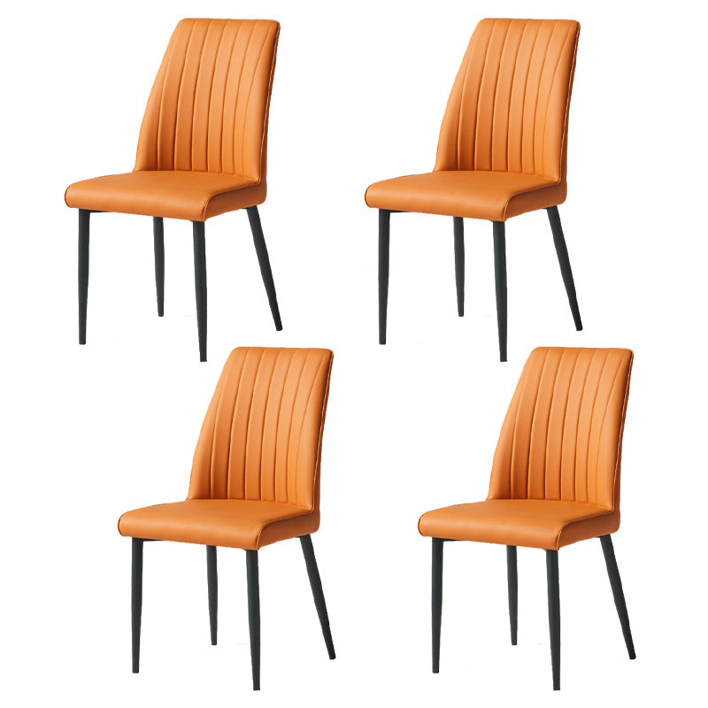 Contemporary Style Upholstered Dining Side Chair Solid Back Armless Chair for Home Use Orange 4 Piece Set Clearhalo ' kitchen&dining_furn' 'Dining Chairs' 'Dining Tables & Seating' 'dining_chair' 'furn' 'furn_dining_chair' 'Furniture' 'furniture_dining_chair' 'Kitchen & Dining Furniture' 'kitchen' 3851937