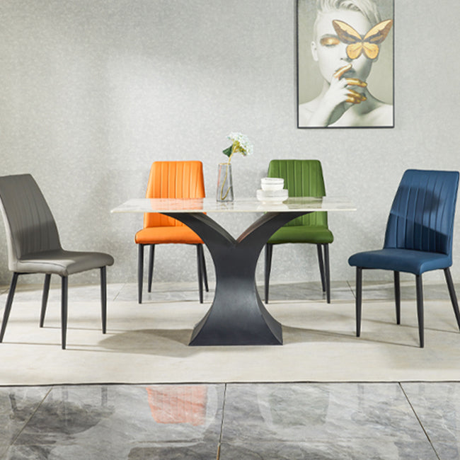 Contemporary Style Upholstered Dining Side Chair Solid Back Armless Chair for Home Use Clearhalo ' kitchen&dining_furn' 'Dining Chairs' 'Dining Tables & Seating' 'dining_chair' 'furn' 'furn_dining_chair' 'Furniture' 'furniture_dining_chair' 'Kitchen & Dining Furniture' 'kitchen' 3851938