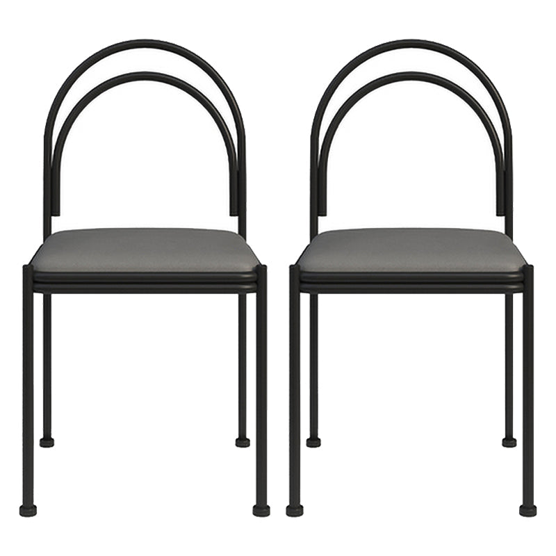 Contemporary Metal Dining Armless Chair Open Back Dining Side Chair for Kitchen Dark Gray 2 Piece Set Clearhalo ' kitchen&dining_furn' 'Dining Chairs' 'Dining Tables & Seating' 'dining_chair' 'furn' 'furn_dining_chair' 'Furniture' 'furniture_dining_chair' 'Kitchen & Dining Furniture' 'kitchen' 3851948
