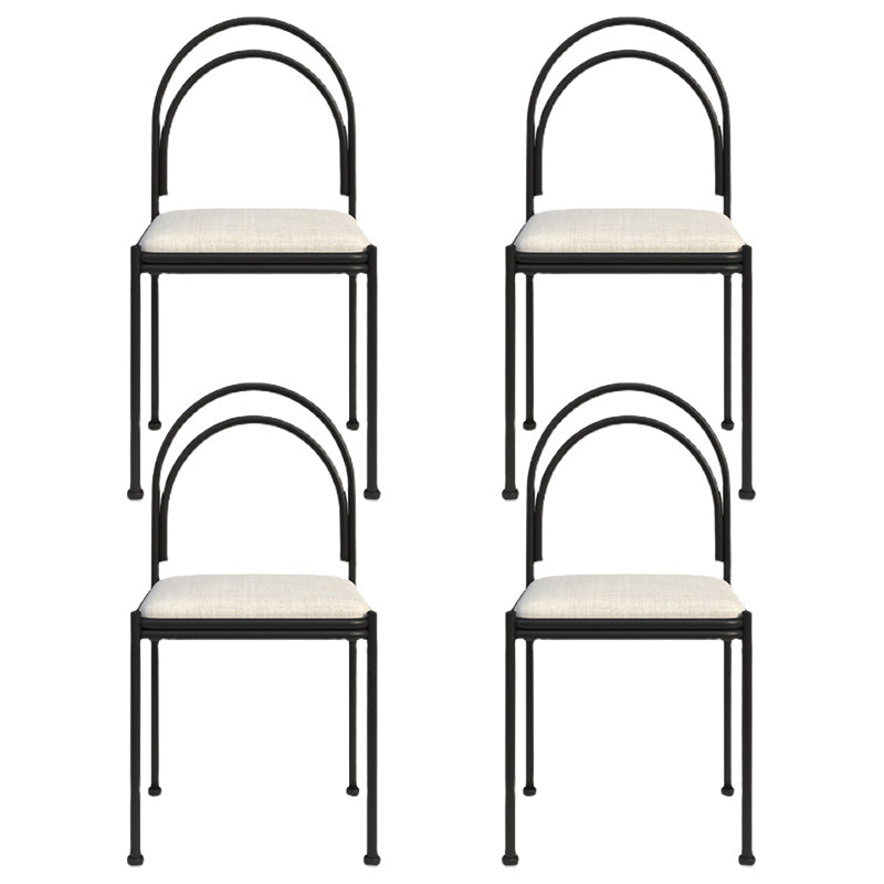 Contemporary Metal Dining Armless Chair Open Back Dining Side Chair for Kitchen Off-White 4 Piece Set Clearhalo ' kitchen&dining_furn' 'Dining Chairs' 'Dining Tables & Seating' 'dining_chair' 'furn' 'furn_dining_chair' 'Furniture' 'furniture_dining_chair' 'Kitchen & Dining Furniture' 'kitchen' 3851957