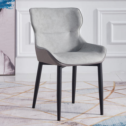 Home Scandinavian Arm Chair Wingback Metal Upholstered Dining Room Chair Light Gray 1 Piece Clearhalo ' kitchen&dining_furn' 'Dining Chairs' 'Dining Tables & Seating' 'dining_chair' 'furn' 'furn_dining_chair' 'Furniture' 'furniture_dining_chair' 'Kitchen & Dining Furniture' 'kitchen' 3851962