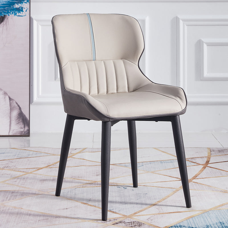 Home Scandinavian Arm Chair Wingback Metal Upholstered Dining Room Chair Grey 1 Piece Clearhalo ' kitchen&dining_furn' 'Dining Chairs' 'Dining Tables & Seating' 'dining_chair' 'furn' 'furn_dining_chair' 'Furniture' 'furniture_dining_chair' 'Kitchen & Dining Furniture' 'kitchen' 3851966