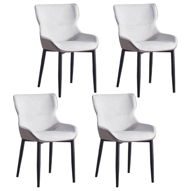 Home Scandinavian Arm Chair Wingback Metal Upholstered Dining Room Chair Cream Gray 4 Piece Set Clearhalo ' kitchen&dining_furn' 'Dining Chairs' 'Dining Tables & Seating' 'dining_chair' 'furn' 'furn_dining_chair' 'Furniture' 'furniture_dining_chair' 'Kitchen & Dining Furniture' 'kitchen' 3851989