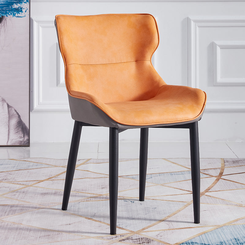 Home Scandinavian Arm Chair Wingback Metal Upholstered Dining Room Chair Orange 1 Piece Clearhalo ' kitchen&dining_furn' 'Dining Chairs' 'Dining Tables & Seating' 'dining_chair' 'furn' 'furn_dining_chair' 'Furniture' 'furniture_dining_chair' 'Kitchen & Dining Furniture' 'kitchen' 3851990