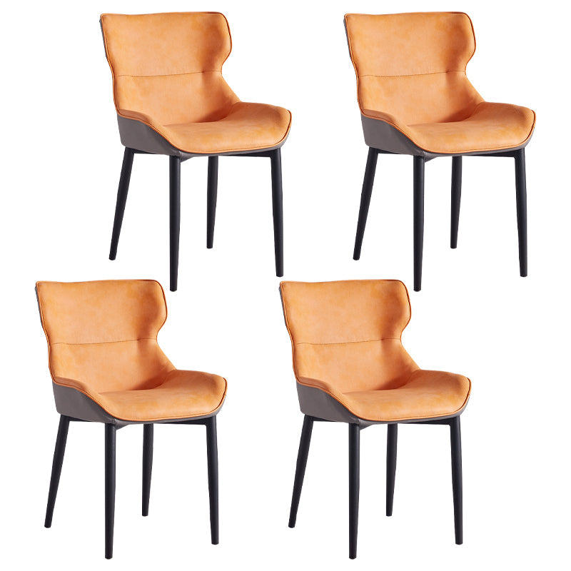 Home Scandinavian Arm Chair Wingback Metal Upholstered Dining Room Chair Orange 4 Piece Set Clearhalo ' kitchen&dining_furn' 'Dining Chairs' 'Dining Tables & Seating' 'dining_chair' 'furn' 'furn_dining_chair' 'Furniture' 'furniture_dining_chair' 'Kitchen & Dining Furniture' 'kitchen' 3851992