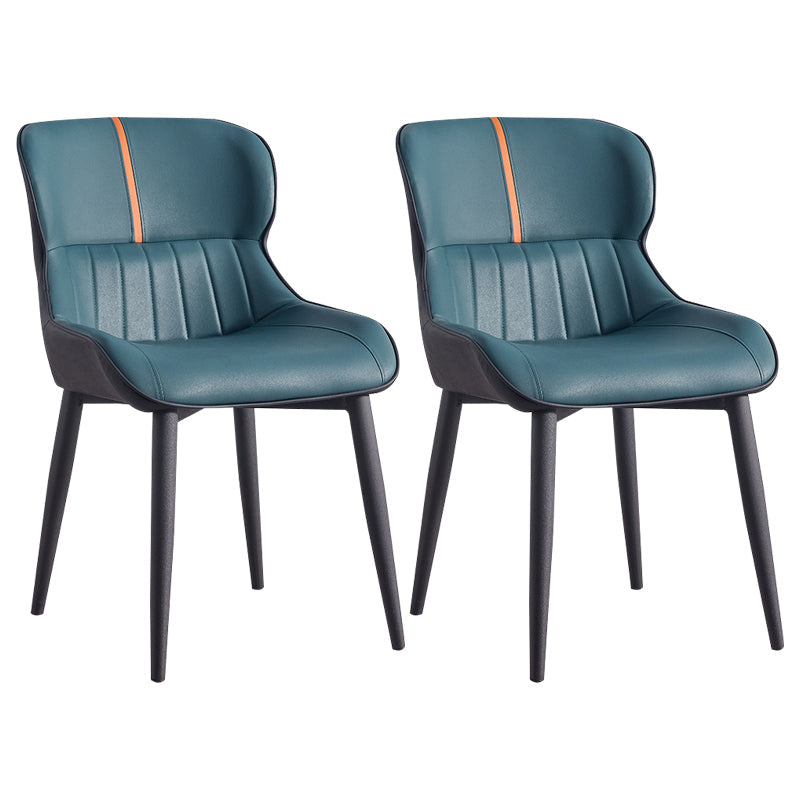 Home Scandinavian Arm Chair Wingback Metal Upholstered Dining Room Chair Navy Blue 2 Piece Set Clearhalo ' kitchen&dining_furn' 'Dining Chairs' 'Dining Tables & Seating' 'dining_chair' 'furn' 'furn_dining_chair' 'Furniture' 'furniture_dining_chair' 'Kitchen & Dining Furniture' 'kitchen' 3851994