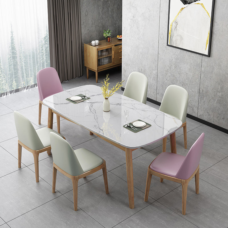 Scandinavian Home Side Chair Solid Back Wood Upholstered Dining Room Chair Clearhalo ' kitchen&dining_furn' 'Dining Chairs' 'Dining Tables & Seating' 'dining_chair' 'furn' 'furn_dining_chair' 'Furniture' 'furniture_dining_chair' 'Kitchen & Dining Furniture' 'kitchen' 3852001