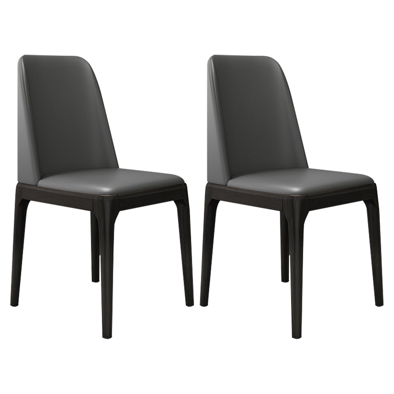 Scandinavian Home Side Chair Solid Back Wood Upholstered Dining Room Chair Dark Gray 2 Piece Set Clearhalo ' kitchen&dining_furn' 'Dining Chairs' 'Dining Tables & Seating' 'dining_chair' 'furn' 'furn_dining_chair' 'Furniture' 'furniture_dining_chair' 'Kitchen & Dining Furniture' 'kitchen' 3852003