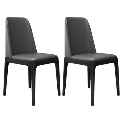 Scandinavian Home Side Chair Solid Back Wood Upholstered Dining Room Chair Dark Gray 2 Piece Set Clearhalo ' kitchen&dining_furn' 'Dining Chairs' 'Dining Tables & Seating' 'dining_chair' 'furn' 'furn_dining_chair' 'Furniture' 'furniture_dining_chair' 'Kitchen & Dining Furniture' 'kitchen' 3852003