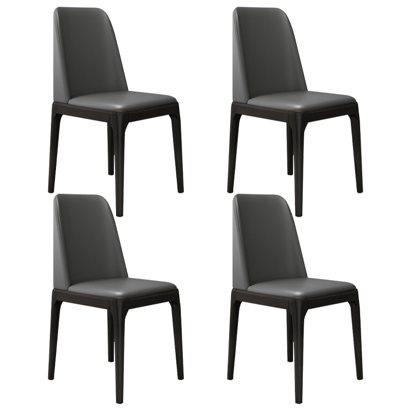 Scandinavian Home Side Chair Solid Back Wood Upholstered Dining Room Chair Dark Gray 4 Piece Set Clearhalo ' kitchen&dining_furn' 'Dining Chairs' 'Dining Tables & Seating' 'dining_chair' 'furn' 'furn_dining_chair' 'Furniture' 'furniture_dining_chair' 'Kitchen & Dining Furniture' 'kitchen' 3852004