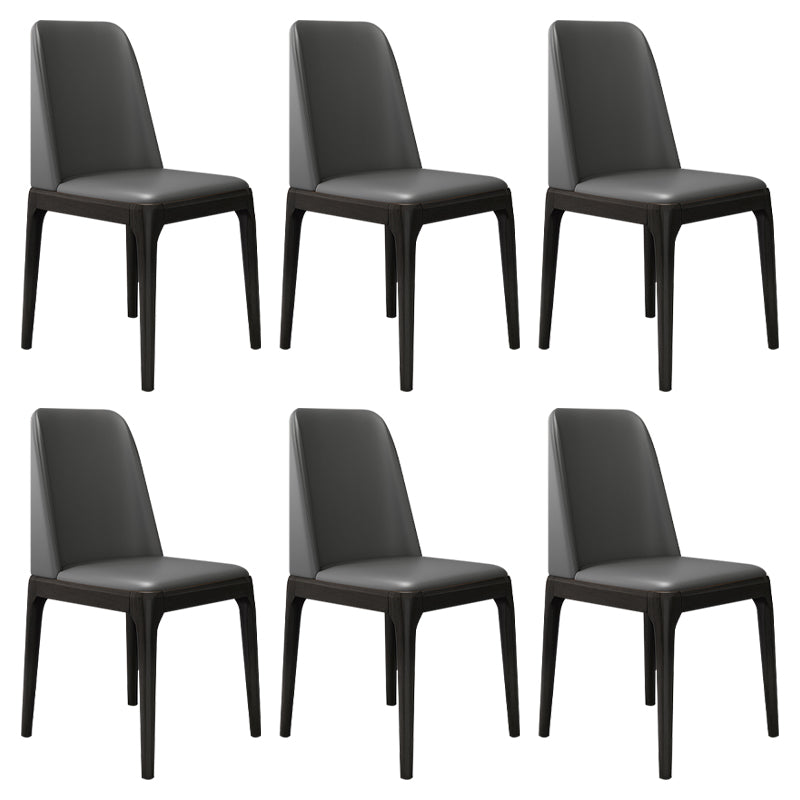 Scandinavian Home Side Chair Solid Back Wood Upholstered Dining Room Chair Dark Gray 6 Piece Set Clearhalo ' kitchen&dining_furn' 'Dining Chairs' 'Dining Tables & Seating' 'dining_chair' 'furn' 'furn_dining_chair' 'Furniture' 'furniture_dining_chair' 'Kitchen & Dining Furniture' 'kitchen' 3852006