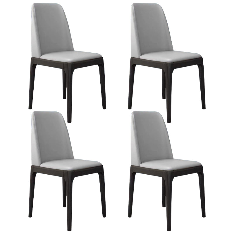 Scandinavian Home Side Chair Solid Back Wood Upholstered Dining Room Chair Light Gray 4 Piece Set Clearhalo ' kitchen&dining_furn' 'Dining Chairs' 'Dining Tables & Seating' 'dining_chair' 'furn' 'furn_dining_chair' 'Furniture' 'furniture_dining_chair' 'Kitchen & Dining Furniture' 'kitchen' 3852011