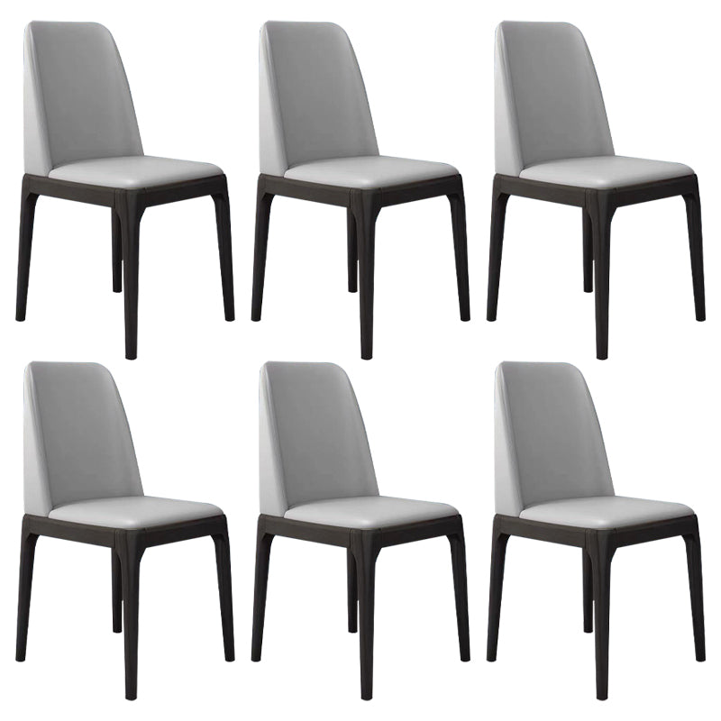 Scandinavian Home Side Chair Solid Back Wood Upholstered Dining Room Chair Light Gray 6 Piece Set Clearhalo ' kitchen&dining_furn' 'Dining Chairs' 'Dining Tables & Seating' 'dining_chair' 'furn' 'furn_dining_chair' 'Furniture' 'furniture_dining_chair' 'Kitchen & Dining Furniture' 'kitchen' 3852012