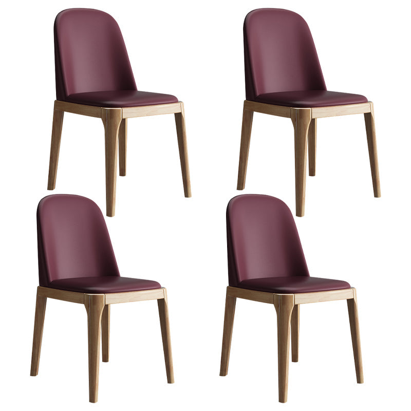 Scandinavian Home Side Chair Solid Back Wood Upholstered Dining Room Chair Red 4 Piece Set Clearhalo ' kitchen&dining_furn' 'Dining Chairs' 'Dining Tables & Seating' 'dining_chair' 'furn' 'furn_dining_chair' 'Furniture' 'furniture_dining_chair' 'Kitchen & Dining Furniture' 'kitchen' 3852019
