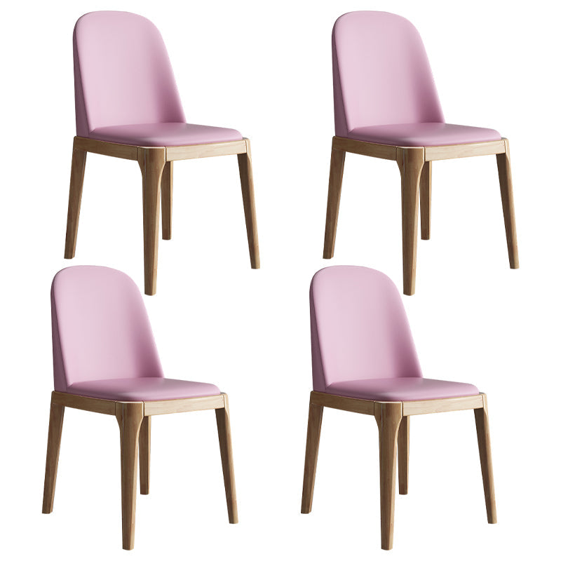 Scandinavian Home Side Chair Solid Back Wood Upholstered Dining Room Chair Pink 4 Piece Set Clearhalo ' kitchen&dining_furn' 'Dining Chairs' 'Dining Tables & Seating' 'dining_chair' 'furn' 'furn_dining_chair' 'Furniture' 'furniture_dining_chair' 'Kitchen & Dining Furniture' 'kitchen' 3852022