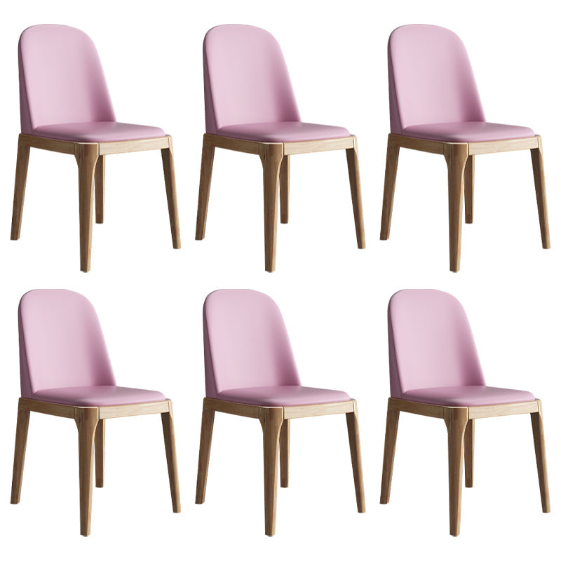 Scandinavian Home Side Chair Solid Back Wood Upholstered Dining Room Chair Pink 6 Piece Set Clearhalo ' kitchen&dining_furn' 'Dining Chairs' 'Dining Tables & Seating' 'dining_chair' 'furn' 'furn_dining_chair' 'Furniture' 'furniture_dining_chair' 'Kitchen & Dining Furniture' 'kitchen' 3852023