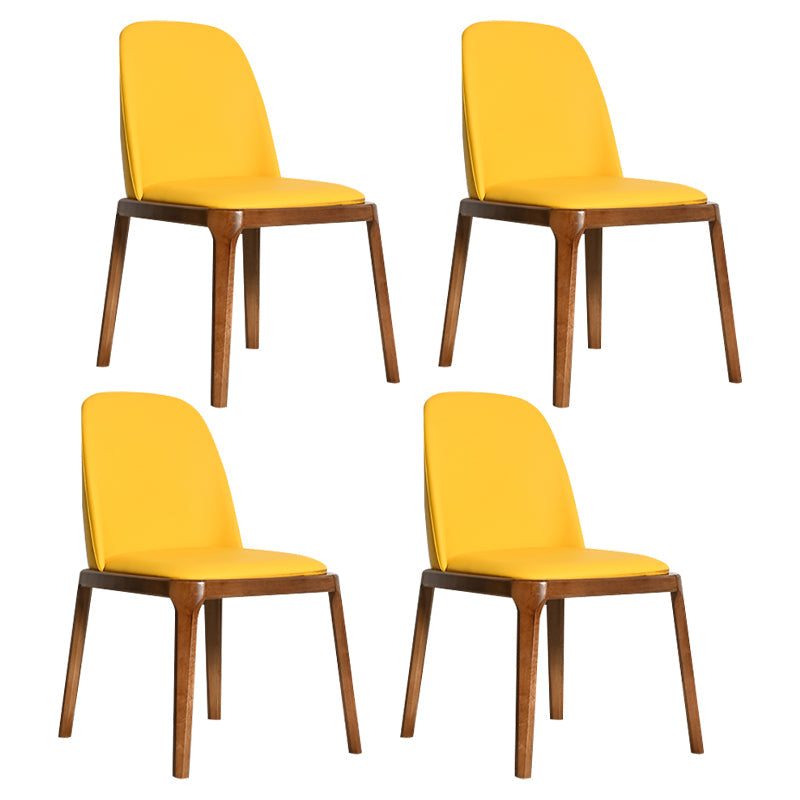 Scandinavian Home Side Chair Solid Back Wood Upholstered Dining Room Chair Yellow 4 Piece Set Clearhalo ' kitchen&dining_furn' 'Dining Chairs' 'Dining Tables & Seating' 'dining_chair' 'furn' 'furn_dining_chair' 'Furniture' 'furniture_dining_chair' 'Kitchen & Dining Furniture' 'kitchen' 3852025