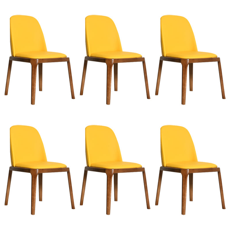 Scandinavian Home Side Chair Solid Back Wood Upholstered Dining Room Chair Yellow 6 Piece Set Clearhalo ' kitchen&dining_furn' 'Dining Chairs' 'Dining Tables & Seating' 'dining_chair' 'furn' 'furn_dining_chair' 'Furniture' 'furniture_dining_chair' 'Kitchen & Dining Furniture' 'kitchen' 3852026